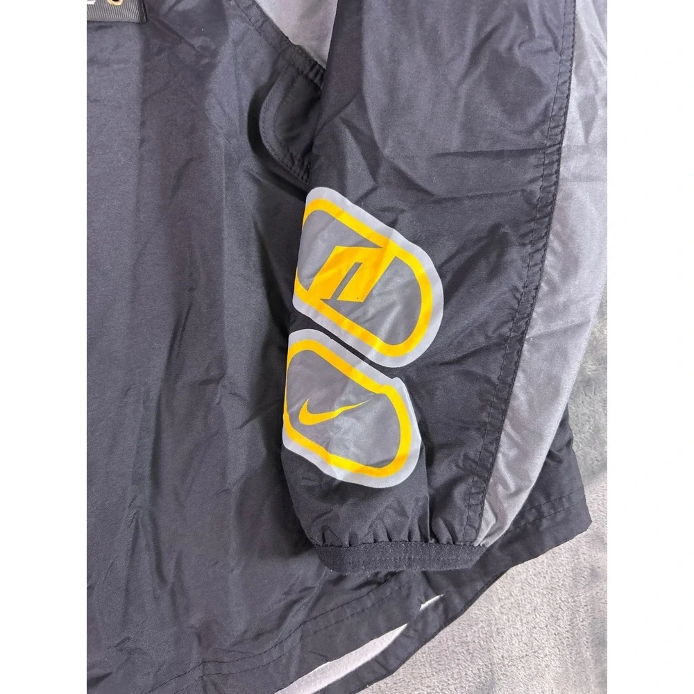 Y2K Nike Windbreaker Anorak‎ Jacket Black Gray Yellow Pullover Hooded Youth M